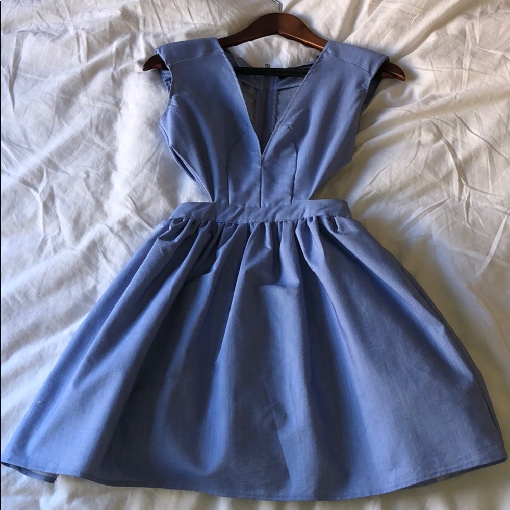 Light blue foreign exchange cut out dress